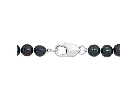 Black Freshwater Cultured Pearl Sterling Silver Unisex Strand