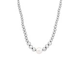 13-14mm Round White Freshwater Pearl Sterling Silver Graduated Beaded Necklace
