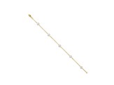 14K Yellow Gold White Freshwater Pearl 7 inch Bracelet