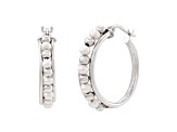 3-3.5mm Round White Freshwater Pearl and Sterling Silver Beaded Hoop Earrings