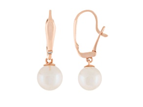 White Cultured Freshwater Pearl 14k Rose Gold Earrings 8-8.5