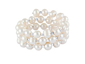 8-9mm potato-shaped pearl silver bracelet