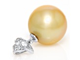 Golden South Sea Cultured Pearl with Diamonds Pendant in 18K White Gold