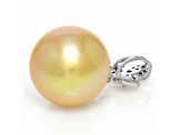 Golden South Sea Cultured Pearl with Diamonds Pendant in 18K White Gold