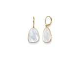 14K Yellow Gold Mother of Pearl Leverback Dangle Earrings