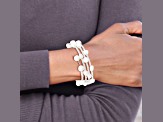 7-8mm White Baroque Freshwater Cultured Pearl and Glass Beaded Wrap Bracelet