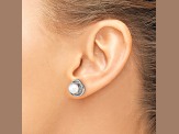 Rhodium Over 14K White Gold 6-7mm Round White Akoya Cultured Pearl Post Earrings