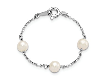 Picture of Rhodium Over Sterling Silver Polished 5-5.5mm FWC Pearl Children's Bracelet