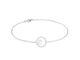 6-6.5mm White Cultured Freshwater Pearl Silver  Bracelet