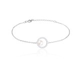 6-6.5mm White Cultured Freshwater Pearl Silver  Bracelet