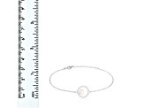 6-6.5mm White Cultured Freshwater Pearl Silver  Bracelet