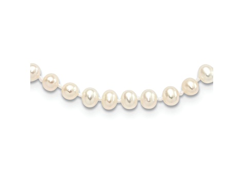 Rhodium Over Sterling Silver 4-5mm White Freshwater Cultured Pearl Necklace