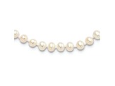 Rhodium Over Sterling Silver 4-5mm White Freshwater Cultured Pearl Necklace