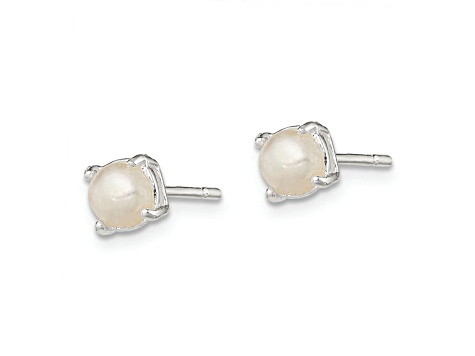 Sterling Silver Polished Freshwater Cultured Pearl Post Earrings