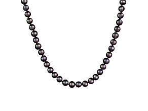 7-8mm Black Cultured Freshwater Pearl endless Necklace