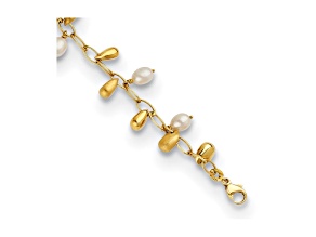 14K Yellow Gold Freshwater Cultured Pearl and Bead Dangle 7.5-inch Bracelet