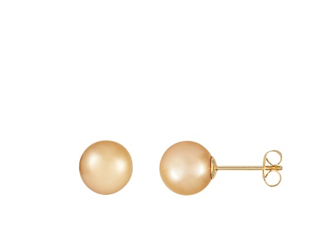 11-12mm Round Golden south sea earrings in 14k yellow gold