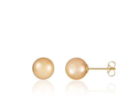 11-12mm Round Golden south sea earrings in 14k yellow gold