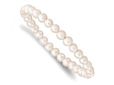 6-7mm White Semi-round Freshwater Cultured Pearl Stretch Bracelet