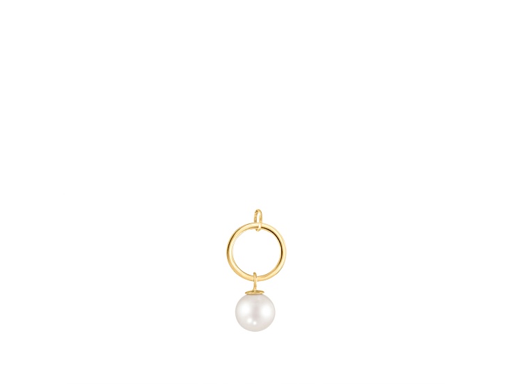 White Cultured Freshwater Pearl and Diamond 14K Yellow Gold Pendant 8-8.5mm