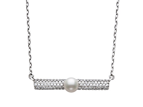 Sterling Silver Freshwater Pearl and Cubic Zirconia Necklace