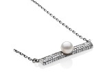 Sterling Silver Freshwater Pearl and Cubic Zirconia Necklace