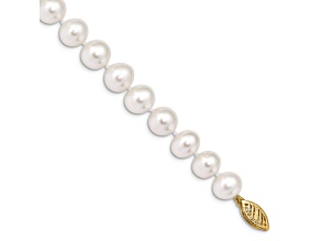 10k Yellow Gold 8-9mm White Near Round Freshwater Cultured Pearl Bracelet
