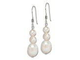 Sterling Silver Polished 6-10mm Freshwater Cultured Pearl Dangle Earrings
