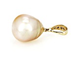 Golden Cultured South Sea Pearl With Diamond Accent 14k Yellow Gold Pendant