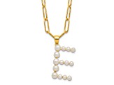 Gold Tone Sterling Silver 3-5.5mm Freshwater Cultured Pearl LETTER E 18-inch Necklace
