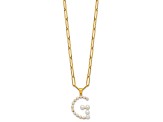 Gold Tone Sterling Silver 3-5.5mm Freshwater Cultured Pearl LETTER G 18-inch Necklace