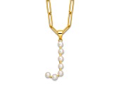 Gold Tone Sterling Silver 3-5.5mm Freshwater Cultured Pearl LETTER J 18-inch Necklace