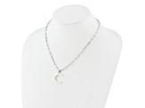 Rhodium Over Sterling Silver 3-5.5mm Freshwater Cultured Pearl LETTER C 18-inch Necklace