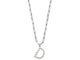 Rhodium Over Sterling Silver 3-5.5mm Freshwater Cultured Pearl LETTER D 18-inch Necklace