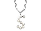 Rhodium Over Sterling Silver 3-5.5mm Freshwater Cultured Pearl LETTER S 18-inch Necklace