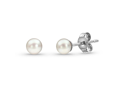 14KWG AKOYA CULTURED PEARL  STUD EARRINGS 3-3.5MM