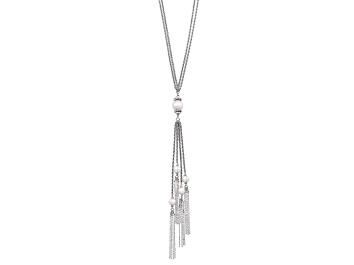 Picture of Round White Freshwater Pearl Sterling Silver Tassel Necklace