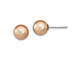 Rhodium Over Sterling Silver 8-9mm White/Champagne/Brown Imitation Shell Pearl 3 Ear Set