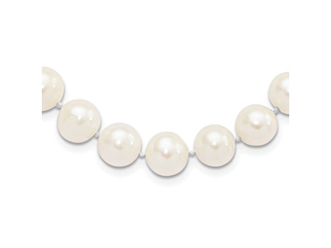 Rhodium Over Sterling Silver 10-11mm White Freshwater Cultured Pearl Necklace