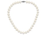 Rhodium Over Sterling Silver 10-11mm White Freshwater Cultured Pearl Necklace