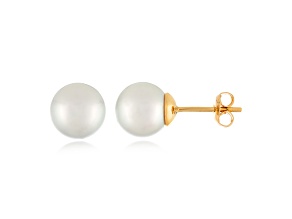 12-13mm Round White south sea earrings in 14k yellow gold