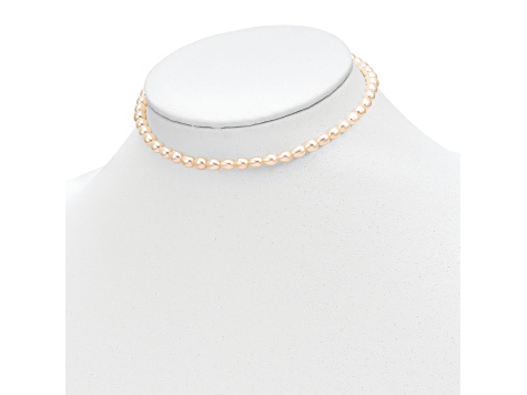 14K Yellow Gold Pink Freshwater Cultured Pearl 12 Inch Necklace, 5 Inch Bracelet and Earring Set