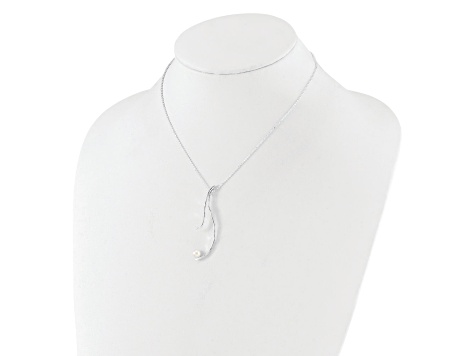 Sterling Silver Polished and Hammered Freshwater Cultured Pearl with 2-inch Extension Necklace