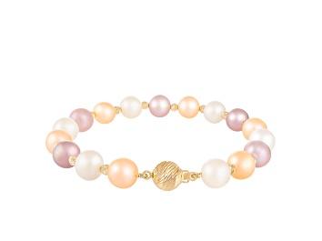 Picture of 14k Yellow Gold Multicolored freshwater pearl beaded Bracelet