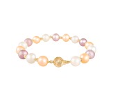 14k Yellow Gold Multicolored freshwater pearl beaded Bracelet