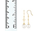 White Cultured Freshwater Pearl 14k Yellow Gold Earrings 7-7.5mm