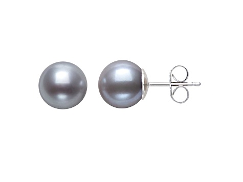 Platinum Cultured Freshwater Pearl Rhodium Over Sterling Silver Earrings