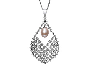 Pink Cultured Freshwater Pearl And Bella Luce® Rhodium Over Sterling Silver Pendant With Chain