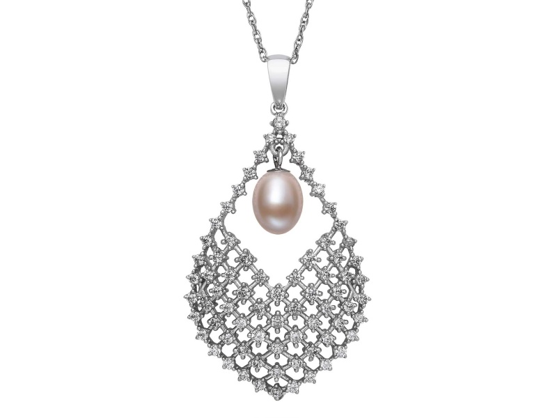 Pink Cultured Freshwater Pearl And Bella Luce® Rhodium Over Sterling Silver Pendant With Chain