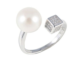 Picture of White Cultured Freshwater Pearl Rhodium Over Silver Ring
